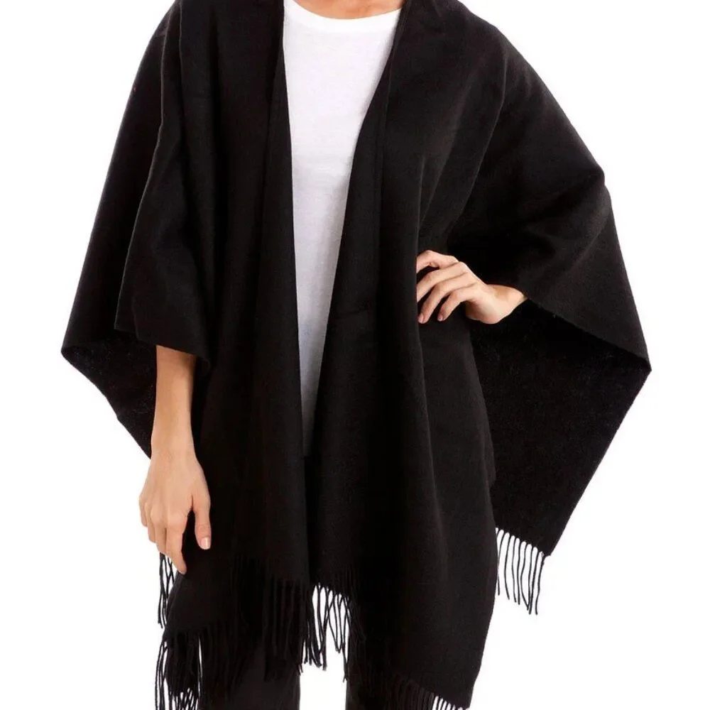 PORTOLANO Black Lambswool Ruana 33